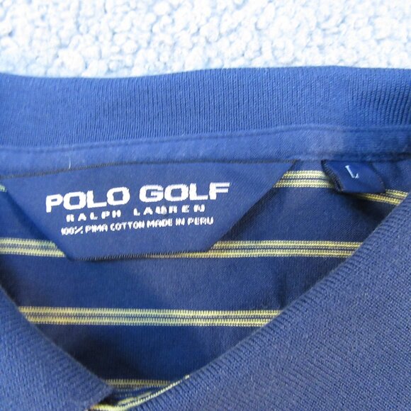 Polo Golf Ralph Lauren Men's Polo Shirt Large Blue Striped Kiawah Golfer Shirt - Picture 4 of 11